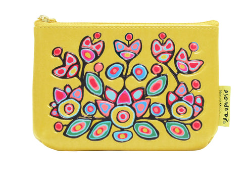 COIN PURSE - FLORAL ON YELLOW