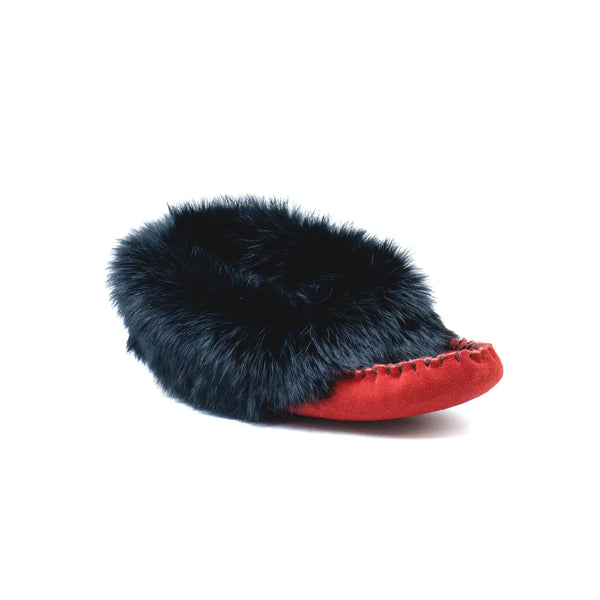 Red Tänionnienha’ (rabbit) Women's suede and rabbit fur moccasin