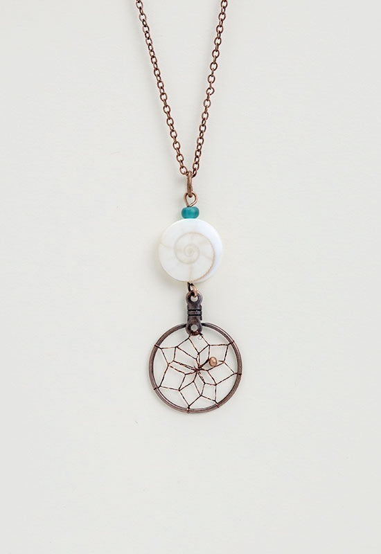 COPPER DREAMCATCHER NECKLACE WITH SHELL