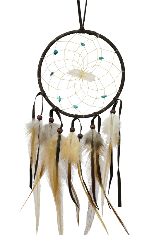 4" DREAM CATCHER WITH STONES AND CRYSTAL
