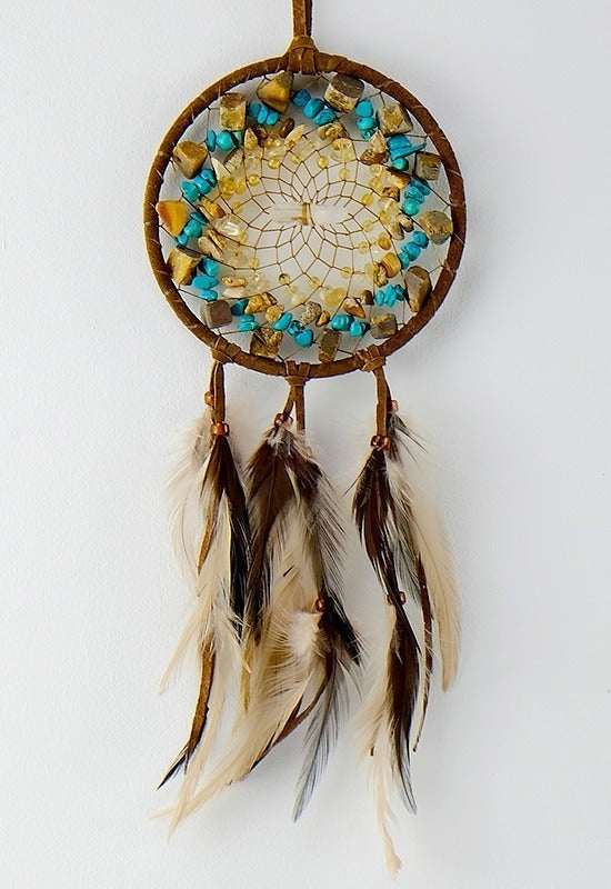 4" DREAM CATCHER WITH STONE CLUSTERS