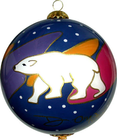 SNOW BEAR GLASS ORNAMENT