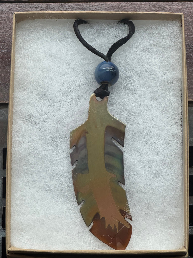 COPPER FEATHER PENDANT -  EAGLE