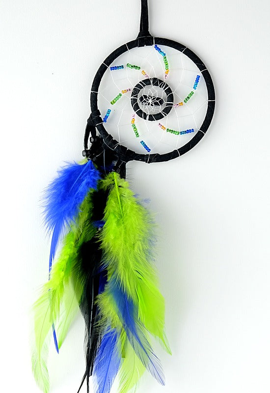 3" DOUBLE DREAM CATCHER - BLACK AND GREEN