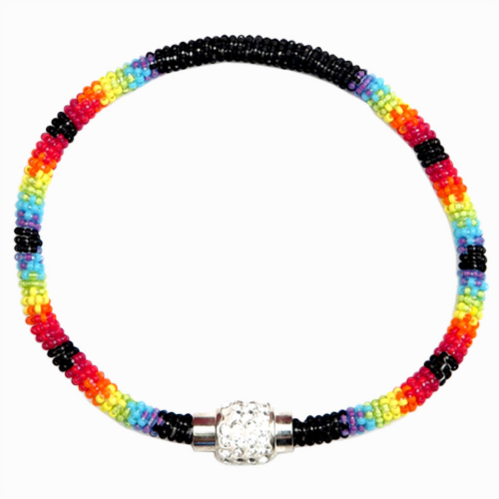 BEADED BRACELET WITH RHINESTONE CLASP