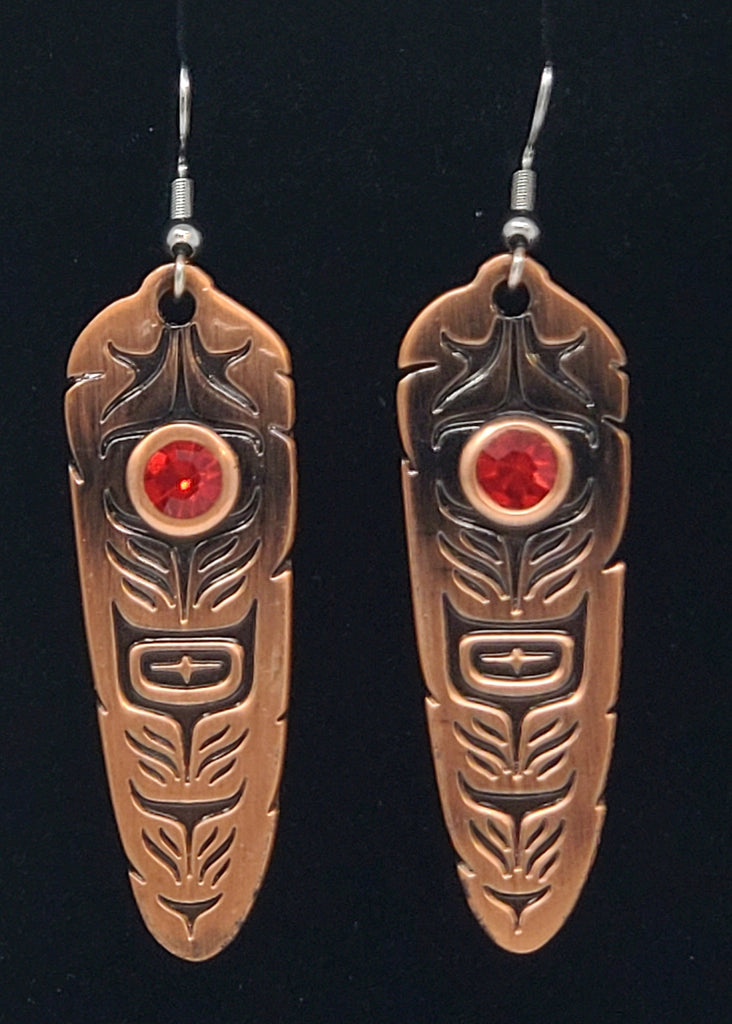 SACRED FEATHER EARRINGS (RUBY)