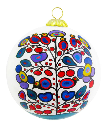 WOODLAND FLORAL GLASS ORNAMENT