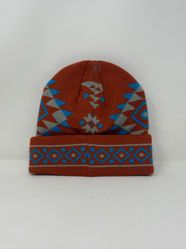 TOQUE KNITTED BEANIE - DIAMOND RIDGE PATTERN - RUST