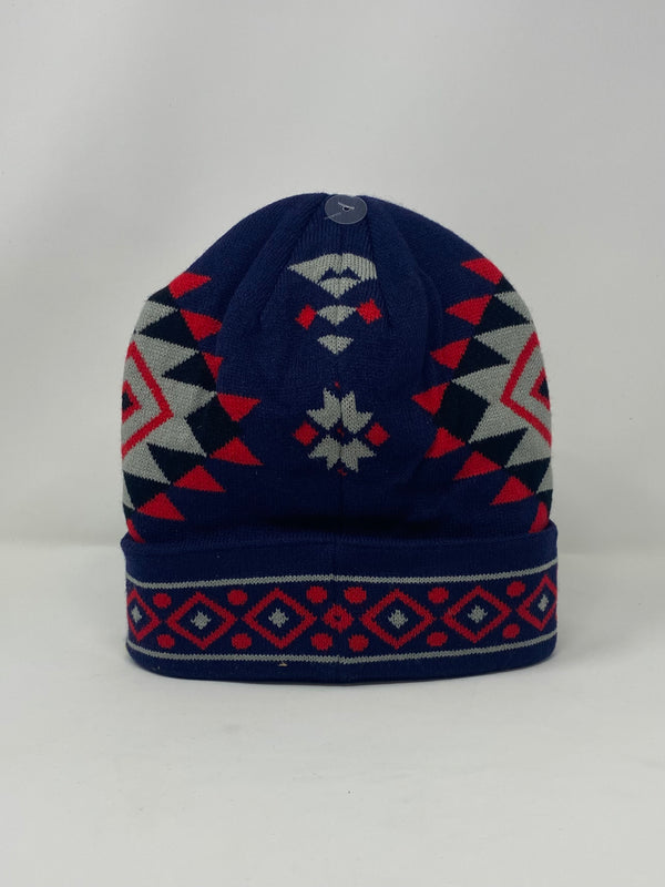 TOQUE KNITTED BEANIE - DIAMOND RIDGE PATTERN - NAVY