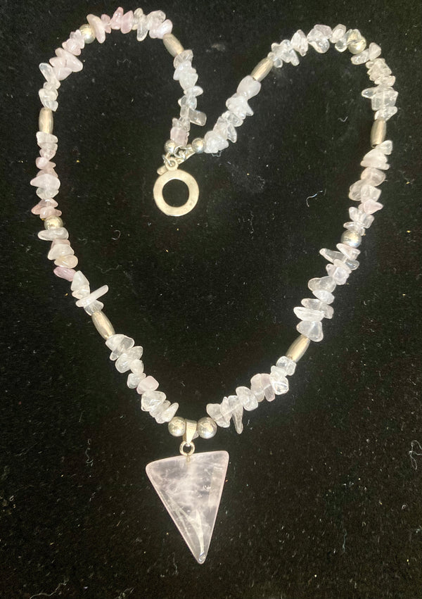 Rose Quartz Necklace with Arrowhead Pendant