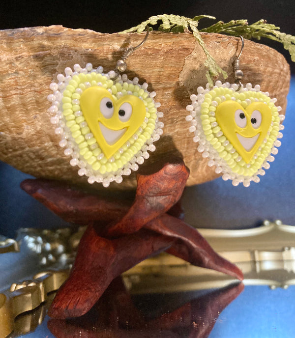 SMILEY HEART BEADED EARRINGS