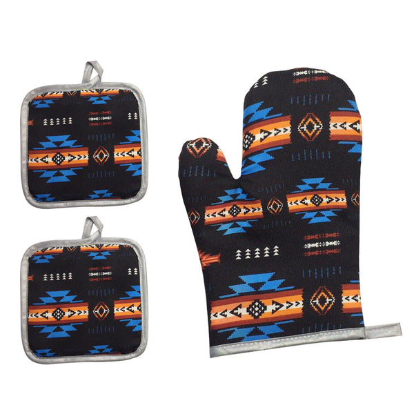 OVEN MITT 3PC SET - BLACK